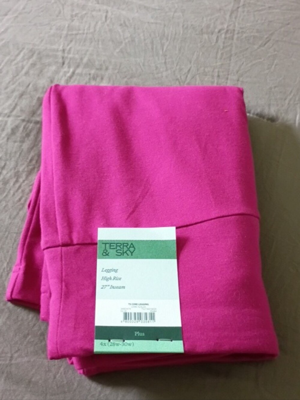Terra & Sky Women's Plus High Rise Leggings Dark Azalea Pink – Size 4X (28W-30W)